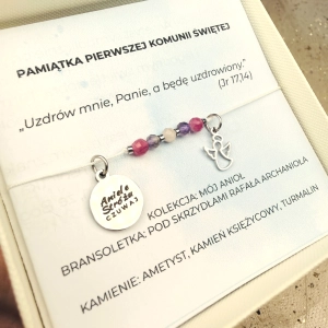Bransoletka "Pod skrzydłami Rafała Archanioła" – dla dziewczynki, kolekcja  Mój Anioł, I Komunia Święta