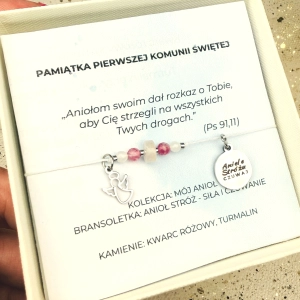 Bransoletka "Anioł Stróż – Opieka i Światło"–dla dziewczynki I  kolekcja  Mój Anioł, I Komunia Święta