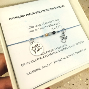 Bransoletka "Anioł Gabriel - Głos Nadziei"–dla dziewczynki I  kolekcja  Mój Anioł, I Komunia Święta