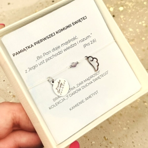 Bransoletka "Dar Mądrości"– dla dziewczynki, kolekcja  7 Darów Ducha Świętego, I Komunia Święta