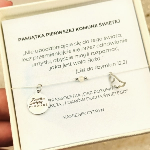 Bransoletka "Dar Rozumu"–dla dziewczynki, kolekcja  7 Darów Ducha Świętego, I Komunia Święta